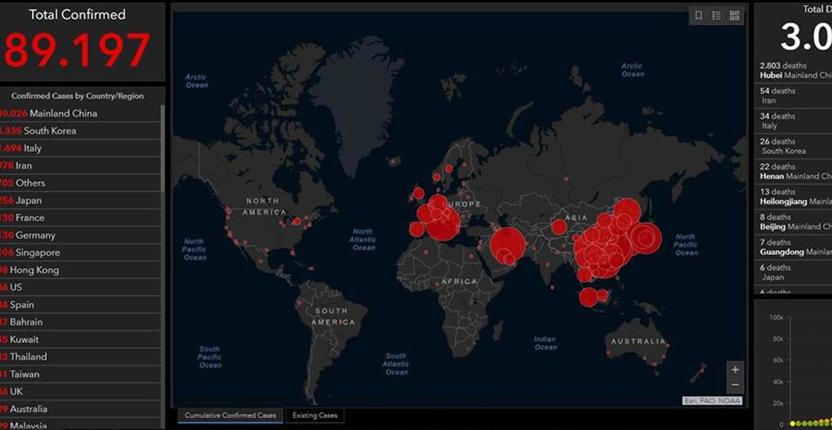 Observa el mapa en tiempo real del Coronavirus a nivel mundial