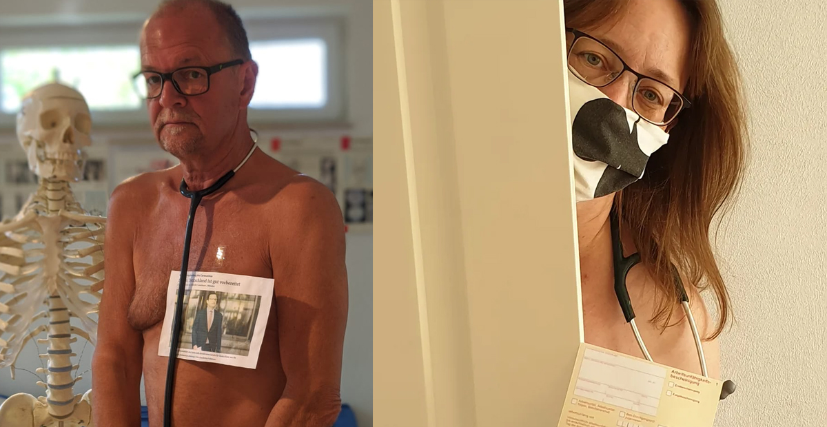 Protestan desnudos médicos alemanes por falta de equipo de protección