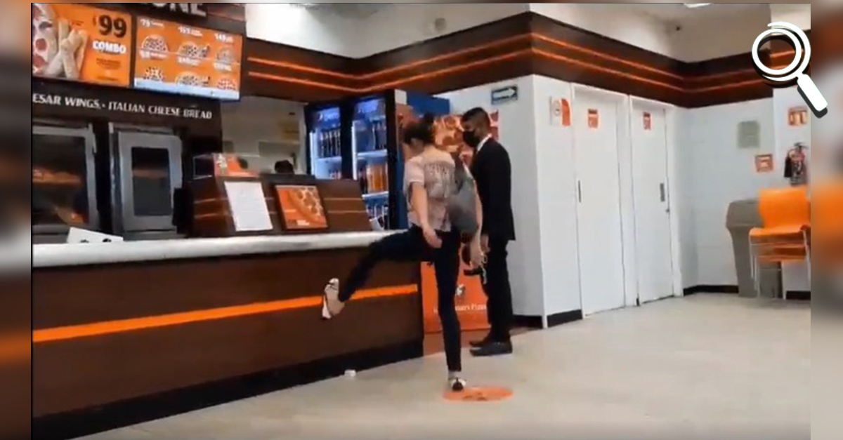 VIDEO: ‘Lady Pizza’, la mujer que enloqueció y escandalizó una pizzería