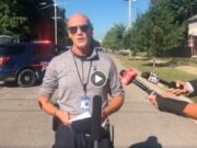 Rueda de prensa donde la policía de Grand Rapids
