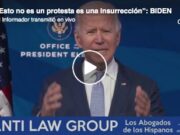 Joe Biden da discurso tras disturbios “Esto no es un protesta es una insurrección”