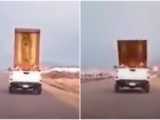 VIDEO: “Hijo de su…”: Cuadro de la Virgen de Guadalupe cae de camioneta y provoca reacción viral de mujer