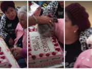 Empujan a abuelita contra su pastel de Día de las Madres y usuarios enfurecen; video se hace viral