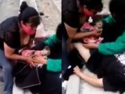 VIDEO: Mujer dio a luz en la banqueta, denuncian que le negaron la atención