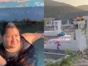 ¿Vacacionando en un panteón? Familia hace “albercada” en pileta de cementerio (VIDEO)