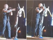 Arrojan hielos a Christian Nodal durante concierto; el cantante estalla y pide que corran a fans (VIDEO)