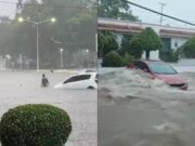 Torrentes de agua por fuertes lluvias arrastran vehículos en Culiacán, Sinaloa (VIDEO)