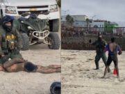 Pelea entre supuesto coyote y agente migratorio entre México y EU se hace viral