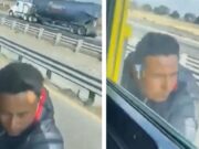 ¡Acelérele, chofer! Trailero avanza a toda velocidad en autopista con ladrón pegado a la puerta; detienen al asaltante (VIDEO)