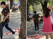 Video: Joven rompe ramo de rosas tras ser rechazado por una porrista