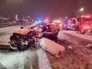 Vehículo de bomberos es impactado mientras protegía escena de accidente en US-131