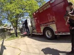 Agente de Kalamazoo rescata a bebé atrapado en incendio y evita una tragedia
